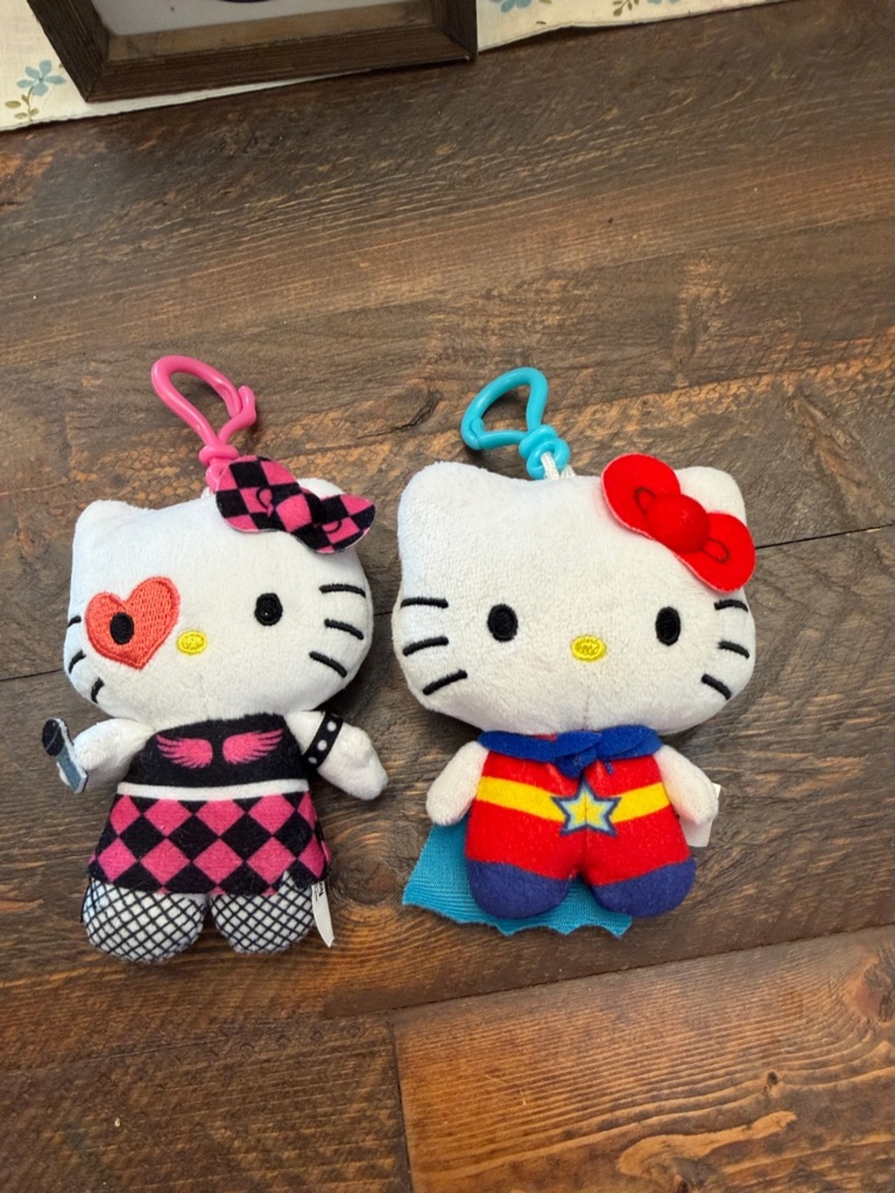 Hello Kitty Plush Danglers Adventure Series Clip-on Keychain LOT of 2 2023